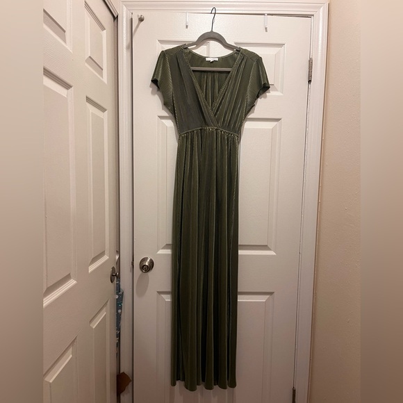 Baltic Born Athena - Sage Green Pleated Maxi Dress, Size Small - Picture 2 of 5